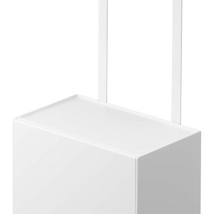 Yamazaki Toilet Paper Holder Top Tray & Storage Case, White, Approx. W20.5 x D12.5~23.5 x H54.5cm, Tower, Flap Type, Small Item Storage, Trash Can, 5473