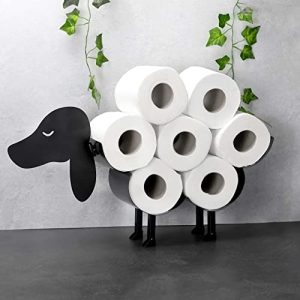 Gojoamoy Dachshund Toilet Paper Storage, Funny Dog Wall Mounted Freestanding Bathroom Toilet Paper Holder Metal 8 Rolls Tissue Organizer for Home Decoration