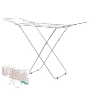 Folding clothesline, clothesline rack, indoor clothesline stand, laundry drying rack, functional style clothesline, futon drying, towel drying, foldable, 120cm wide, clothesline hanger, clothesline pole, space saving, stainless steel, sturdy, balcony, outdoor, rust resistant, compact, pollen/rainy season protection, laundry drying (145cm)