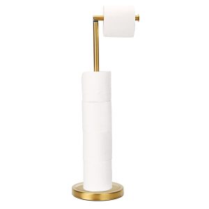 Toilet Paper Holder Stand Bathroom Toilet Paper Storage for 4 Paper Rolls with Heavy Base Freestanding Toilet Paper Roll Holder (Gold)