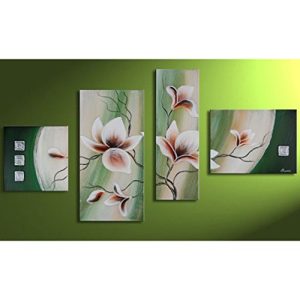 [JapanBestSellers.com Exclusive] Tokyo Art Lab Japanese Style Modern Flower Pattern [Magnolia] Set of 4 W950mm Painting