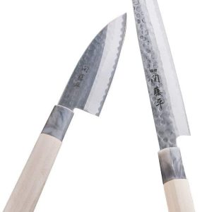 Yakusel Sekito Heisaku Knife Set of 2 Sashimi Knife and Small Deba Knife Made in Japan Beginner's Single-edged Japanese Knife Fish Filleting Hammered Stainless Steel 32055