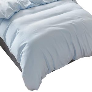 Duvet cover, double, 190x210cm, light blue, cotton blend, plain, duvet cover, washable, dust mite resistant, wrinkle resistant, all season, quick drying, breathable, sold separately