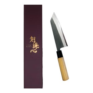 Kenshin Kurouchi Santoku Knife 165mm Shirogami No. 2 Double-edged Knife All-purpose Knife Tsubame-Sanjo Knife Sanjo-uchi Knife Traditional Craft Cultural Knife Professional Grade Home Use Niigata Sanjo City Vegetable Knife KS-165PS2