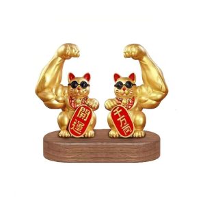 Maneki-neko (beckoning cat) Figurine, good luck, good fortune, luck up, prayer for wealth, prosperity in business, mini, palm-sized, store opening gift, housewarming gift, feng shui item, luck up, wealth, fortune, feng shui, figurine, luck up, popular, gift, lucky charm, figurine, lucky cat, home, store decoration, good luck goods, entrance, present, miscellaneous goods, object, interesting present (good luck, 10 million ryo (with wooden base))