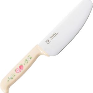 Yakusel Knife Shop's Knife for Children, Made in Japan, Dishwasher Safe, Antibacterial, 22cm, Pretend Play, Baking Sweets, Present, Gift, Strawberry and Flower, Beige, 33078