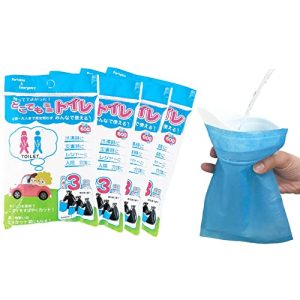 AREX SANGA Portable Toilet Anywhere Mini Toilet 12 Uses (3 Uses x 4 Packs) Unisex Carry-Back Bag Included 600cc Blue