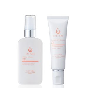 Dr. Re9 [Lotion/Cream 2-piece set] Creture Jelly Lotion EX/Nanomela Cream, low-irritation, additive-free, strengthens weakened skin (red face, itching, rosacea, seborrheic dermatitis, rough skin, dry skin, sebum, sensitive skin, Malassezia fungus), contains nano-sized ceramide, nanomide, and fulvic acid (barrier function/sebum care/highly moisturizing), alcohol-free (30-day supply)