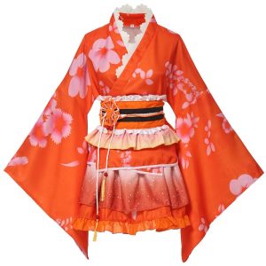 [BLESSUME] Japanese clothing, mini cosplay, yukata, top, short, cute, haori, kimono dress, courtesan dress, summer festival, fireworks display, Japanese clothing cosplay, costume (2XL, Tachibana)