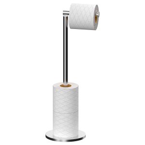 TeamSky Toilet Paper Storage EasyStore Butler Toilet Paper Holder Stainless Steel Freestanding Toilet Paper Holder Stand Bathroom Storage for 6 Rolls of Toilet Paper Modern Stainless Steel Toilet Paper Stand (Silver)