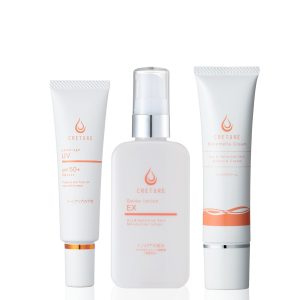 Dr. Re9 [Lotion / Cream / UV Makeup Base 3-piece Set] Creture Jelly Lotion EX / Nano Mela Cream / Lamélage UV Low-irritation, additive-free Strengthens weakened skin (Red face, Itching, Rosacea, Seborrheic dermatitis, Rough skin, Dry skin, Sebum, Sensitive skin, Malassezia fungus) Contains nano-sized ceramide, nanomide, and fulvic acid (Barrier function / Sebum care / Highly moisturizing, UV protection) Alcohol-free (30-day supply)
