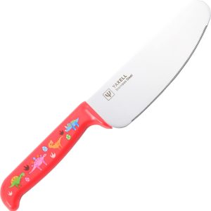 Yakusel Safe Knife for Children, Serrated Blade, Made in Japan, Dishwasher Safe, Antibacterial, 22cm, Pretend Play, Baking, Present, Gift, Dinosaur, Red, 33077