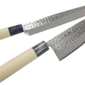 Yakusel Sekito Heisaku Knife Set of 2 Sashimi Knife and Deba Knife Made in Japan Beginner's Single-edged Japanese Knife Fish Filleting Hammered Stainless Steel 32056