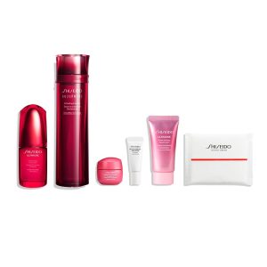 SHISEIDO Beauty Circulation Holiday Kit | Serum + Lotion + Cream, Makeup Base, Hand Cream, and Special Size Cotton Pads | Gel & Liquid Forms | Green Floral Scent | Skincare, Moisturizing, Texture, Firmness | Holiday Gift Set | Shiseido | Limited Quantity: 800