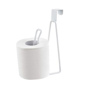 INIUNIK Toilet Paper Holder Stand Over Tank Toilet Paper Roll Holder Dispenser for Bathroom Storage and Organization - White