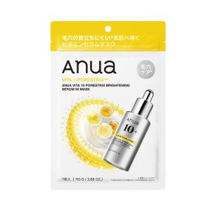 ANUA Vitamin 10 Porestrix Serum Mask Pack (7 sheets) Face mask for clear, moisturized, and combination skin tones. Vitamin mask, daily pack, refreshing pack, Vitapack, face mask, skin care.