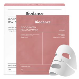 Biodance Bio Collagen Real Deep Mask (34g*4 sheets) | Hydrogel mask | Highly moisturizing | Firm and radiant pore care | Non-sticky | Dry and sensitive skin | Korean cosmetics | Sheet mask | Face pack