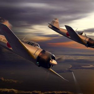 Painting-style wallpaper poster (peelable sticker type) Zero Fighter Zero A6M3 Carrier Fighter Type 32 Hokokugo Mitsubishi A6M3 Zero Fighter Characro JZRF-026BW2 (Wide version 603mm x 376mm) Architectural wallpaper + weather-resistant paint <Made in Japan> Wall sticker Bath poster