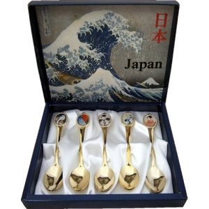 Japanese Art Spoons Ukiyo-e Woodblock Prints Set of 5 Auspicious Gifts (Good Luck and Fortune)