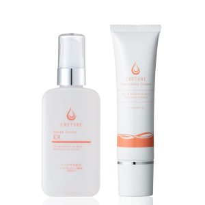 Dr. Re9 [Lotion/Cream 2-piece set] Creture Jelly Lotion EX/Nanomela Cream, low-irritation, additive-free, strengthens weakened skin (red face, itching, rosacea, seborrheic dermatitis, rough skin, dry skin, sebum, sensitive skin, Malassezia fungus), contains nano-sized ceramide, nanomide, and fulvic acid (barrier function/sebum care/highly moisturizing), alcohol-free (30-day supply)