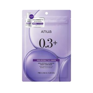 ANUA Retinol 0.3 Niacin Night Care Mask Pack (7 sheets) for Pore Refinement, Moisturizing, and Combination Skin. Retinol Mask, Daily Face Mask, Skincare