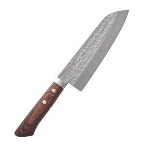 Yoshiri Sten Gold Hammered Knife Santoku 170mm Made in Japan Handmade by Artisans Forged Double-edged Long-lasting Cutting Edge Meat Fish Vegetables All-purpose