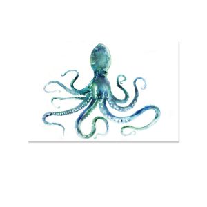 7CANVAS Marine Animals, Marine Life Watercolor Octopus Canvas Painting, Interior Art, Wall Decor