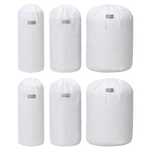 Astro Storage Bag, White, Set of 6 (S Size x 2, M Size x 2, L Size x 2) Rolls up for easy storage, Towel Blanket, Blanket, Duvet Storage, Drawstring Bag, Storage Bag, Cylindrical, Vertical, Stackable Storage, 626-07