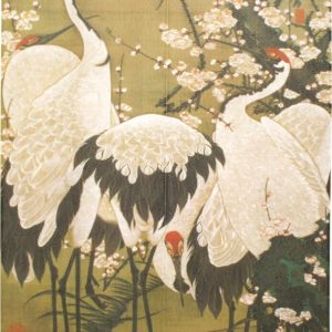 Noren Kobo Noren Japanese Style Ito Jakuchu Baikagun Crane Japanese Painting Tapestry Poster Width 85cm x Length 150cm 91247