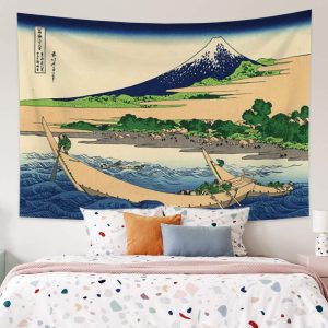 Qinunipoto Tapestry Thirty-six Views of Mount Fuji, Tokaido Ejiri Tagonoura Ryakugo, Japanese Style, Mount Fuji Theme, 150x100cm, Japanese Pattern, Retro, Decorative Art, Vintage, Art Poster, Wall Hanging Decoration, Ukiyo-e, Katsushika Hokusai, 19th Century, Japanese Painting, 1830s, Interior, Wall Decoration, Modern Art, Housewarming Gift, Atmosphere Change, Multifunctional Cloth, Suitable for Photo/Live/Youtube/Video Background, Home/Shop