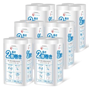 [Set of 6] IRIS PLAZA IRIS x Nippon Paper Crecia Toilet Paper 100m Single Length Double Roll Toilet Roll White 12 Rolls