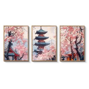 Sakaga-ya Art Panel Art Board Poster Entrance Mural Wall Hanging Wall Decoration Room Decoration Decorative Picture Painting Oil Painting Sofa Background Painting Interior Modern Frame Framed Finished Product with Wooden Frame Wood Grain Canvas Japanese Style Japan Japan Present Gift 30 x 40 x 3 Sheets