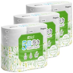 IRIS PLAZA Penguin Toilet Paper, Single, Coreless, Extra Long, 5x Length, 250m, 4 Rolls x 3 Sets (12 Rolls for 60 Rolls)