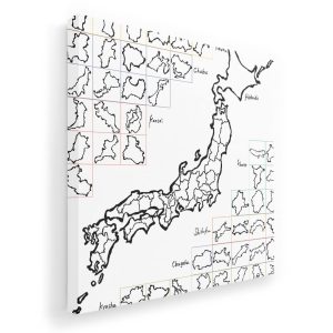 Art Panel Picture Painting Decoration igsticker 455mmx455mm Square Photo Wall Hanging Wooden Frame Interior Stylish 008269 Unique Black and White Map Japan