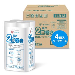 [Half Case] Iris x Nippon Paper Crecia Toilet Paper Made in Japan 100m Single Length Double Roll Toilet Roll 48 Rolls (12 Rolls x 4 Packs) 96 Rolls Total Length 4800m