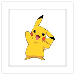 Trends International Gallery Pops Pokemon - Pikachu Waving Pose Wall Art White Framed Edition 12" x 12"