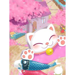 Diamond Art Kit Cat Bead Art Cute Japanese Style Bead Embroidery Craft Kit Round Fully Pasted Time Killer For Adults 30x40cm