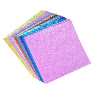 Origami Glitter 50 Sheets Origami Origami Set Aurora Color Foil Origami Single Sided Origami Colorful Paper Art Glitter Paper Thousand Cranes Decoration DIY Paper Craft Paper 10 Colors (Centimeter, 15cm x 15cm)