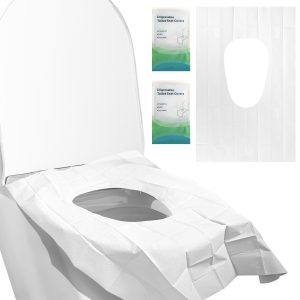 WWW Disposable Toilet Seat Covers, Toilet Seat Sheet Paper, Flushable, Disposable Toilet Sheets, 20 Sheets, Compact, Disaster Prevention, Antibacterial, Deodorizing, Large Size, Auxiliary Toilet Seat Sheets, Public Toilets, Airplanes, Hotels, Children, Elderly, Pregnancy, Hygiene Management, Portable, Going Out, Business Trips, Travel, 60 x 40 cm (10 Sheets x 2 Packs, White)