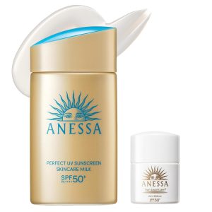 ANESSA Perfect UV Skincare Milk NA 60mL [2024 Model] SPF50+ PA++++ with Small Day Serum N Sunscreen, Face & Body Makeup Base, Waterproof