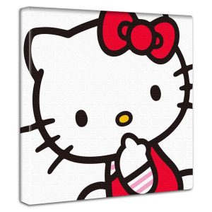 Hello Kitty Cat Art Panel 30cm x 30cm Made in Japan Poster Stylish Interior Makeover Living Room Interior Character Pop Red Fabric Panel kty-0002