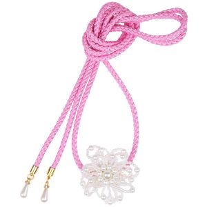 [TOuWA] Obi-jime, obi decoration, decorative cord, women's kimono accessories, Japanese clothing accessories, yukata, furisode, coming-of-age ceremony, graduation ceremony, fake pearl, flower (pink)