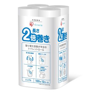 Iris Plaza Iris x Nippon Paper Crecia Toilet Paper Made in Japan 100m Single Length Double Roll Toilet Roll White 12 Rolls