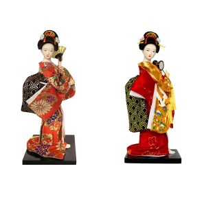 Japanese Doll Dance Maiko Geisha Doll Model Oriental Doll Decoration 25cm Japanese Souvenir Present for Foreigners Japanese Kimono Doll Set of 2 Gift Dolls