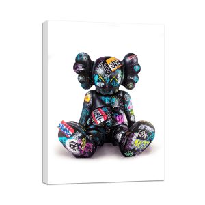 KAWS Poster Art Panel KAWS Painting Sesame Street Picture Panel Cute Cartoon Art Canvas Wall Painting Modern Oil Painting Art Wall Hanging Entrance Decorative Painting Bedroom Wall Painting Decoration Office Art Gift Finished Product with Wooden Frame