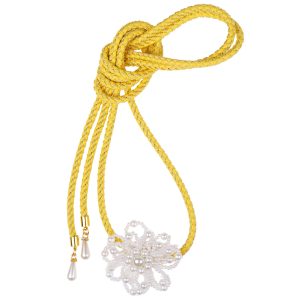 [TOuWA] Obi-jime, obi decoration, decorative cord, women's kimono accessories, Japanese clothing accessories, yukata, furisode, coming-of-age ceremony, graduation ceremony, fake pearl, flower (yellow)