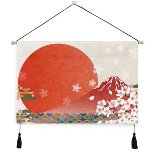 Tapestry, hanging scroll, Mt. Fuji, sunrise, cherry blossoms, Japanese pattern, Japan, red, Japanese style, Japanese style, hanging, redecoration, decoration, decoration, mural, decorative items, canvas, art poster, interior, popular, stylish, room decoration, multi-functional, individual, wall art, decorative painting