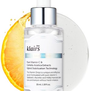 Klairs Freshly Juiced Vitamin Drops 35ml - Serum Vitamin C Raw Vitamin C Serum Pores Exfoliating Dry Skin Moisture Skin Care Hypoallergenic Ampoule