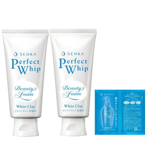 [Bulk Purchase] Senka SENKA Perfect Whip White Clay Facial Cleanser 120g x 2 + Bonus Pores, Blackheads, Blackheads, Smooth, Moisturizing, Charcoal, Mud, Foam