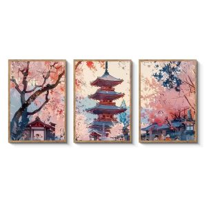 Sakaga-ya Art Panel Art Board Poster Entrance Mural Wall Hanging Wall Decoration Room Decoration Decorative Picture Painting Oil Painting Sofa Background Painting Interior Modern Frame Included Wooden Frame Finished Product Wood Grain Canvas Japanese Style Japan Japan Present Gift 30 x 40 x 3 Pieces